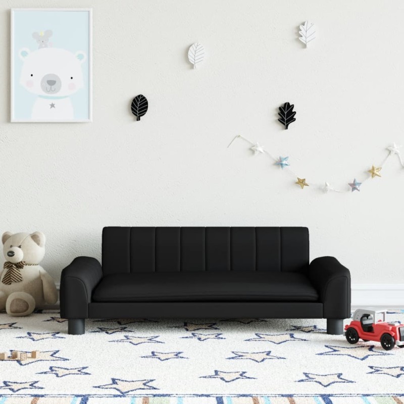 vidaXL Sofá para niños de cuero sintético negro 90x53x30 cm vidaXL Sofá para niños de cuero sintético negro 90x53x30 cm