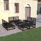 vidaXL Juego de muebles de jardín 9 piezas negro madera madera pino vidaXL Juego de muebles de jardín 9 piezas negro madera madera pino
