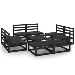 vidaXL Juego de muebles de jardín 9 piezas negro madera madera pino