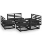 vidaXL Juego de muebles de jardín 9 piezas negro madera madera pino vidaXL Juego de muebles de jardín 9 piezas negro madera madera pino