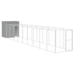 vidaXL Caseta perro corral acero galvanizado gris claro 165x1067x181cm