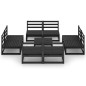 vidaXL Juego de muebles de jardín 9 piezas negro madera madera pino vidaXL Juego de muebles de jardín 9 piezas negro madera madera pino