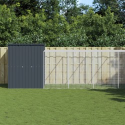 vidaXL Gallinero con corral acero galvanizado gris 165x1271x181 cm