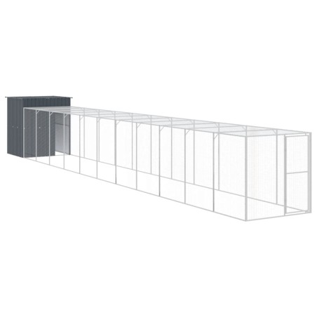 vidaXL Gallinero con corral acero galvanizado gris 165x1271x181 cm