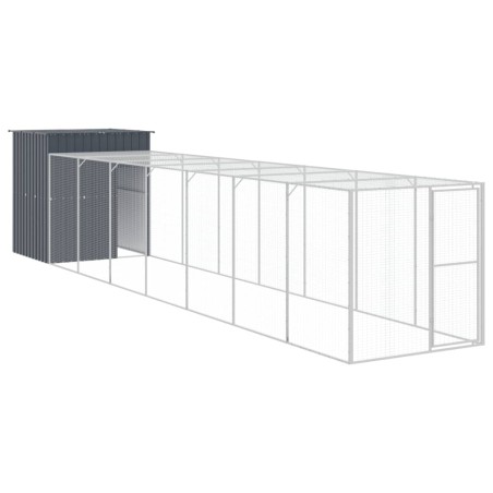 vidaXL Gallinero con corral acero galvanizado gris 165x863x181 cm