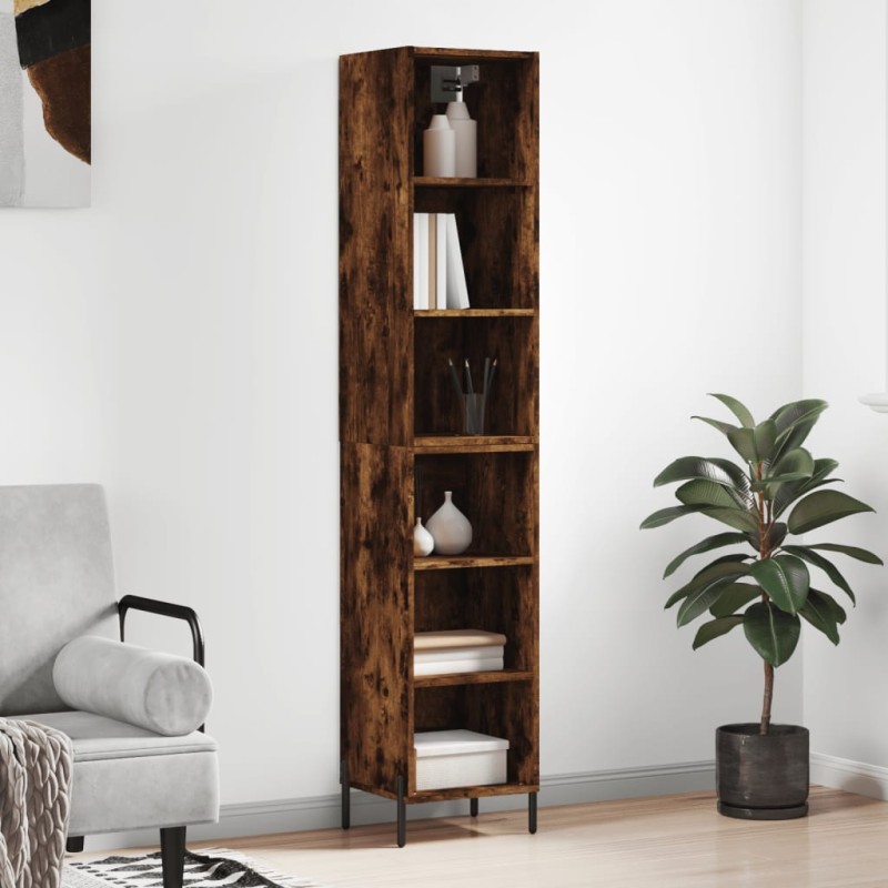 vidaXL Aparador alto contrachapada roble ahumado 34,5x32,5x180 cm vidaXL Aparador alto contrachapada roble ahumado 34,5x32,5x180 cm