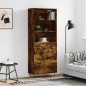vidaXL Aparador alto madera contrachapada roble ahumado 69,5x34x180 cm