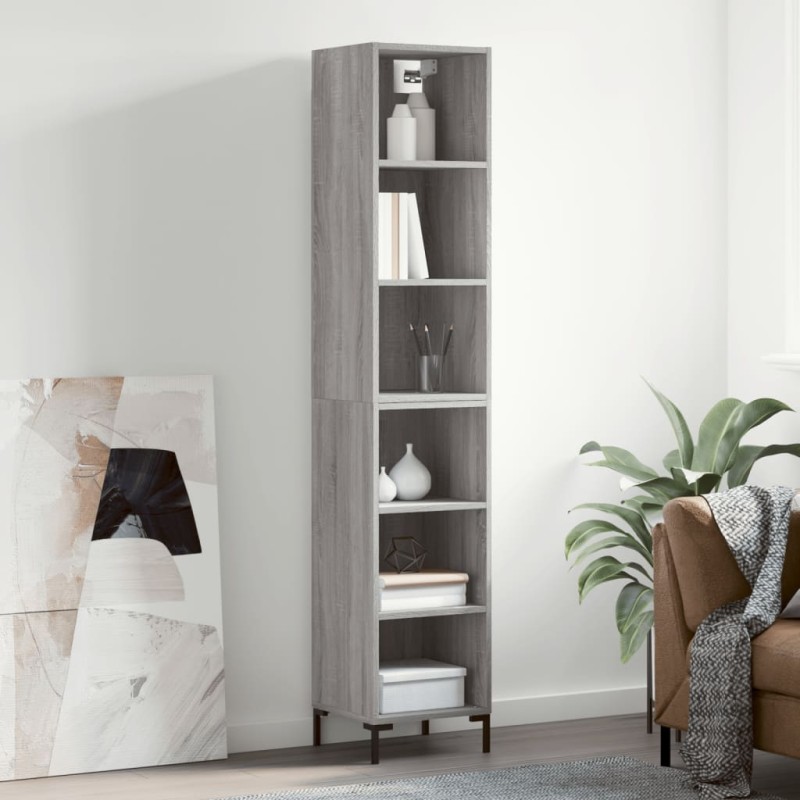 vidaXL Aparador alto madera contrachapada gris Sonoma 34,5x32,5x180 cm vidaXL Aparador alto madera contrachapada gris Sonoma 34,5x32,5x180 cm