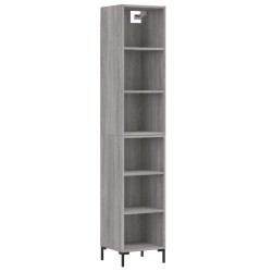 vidaXL Aparador alto madera contrachapada gris Sonoma 34,5x32,5x180 cm
