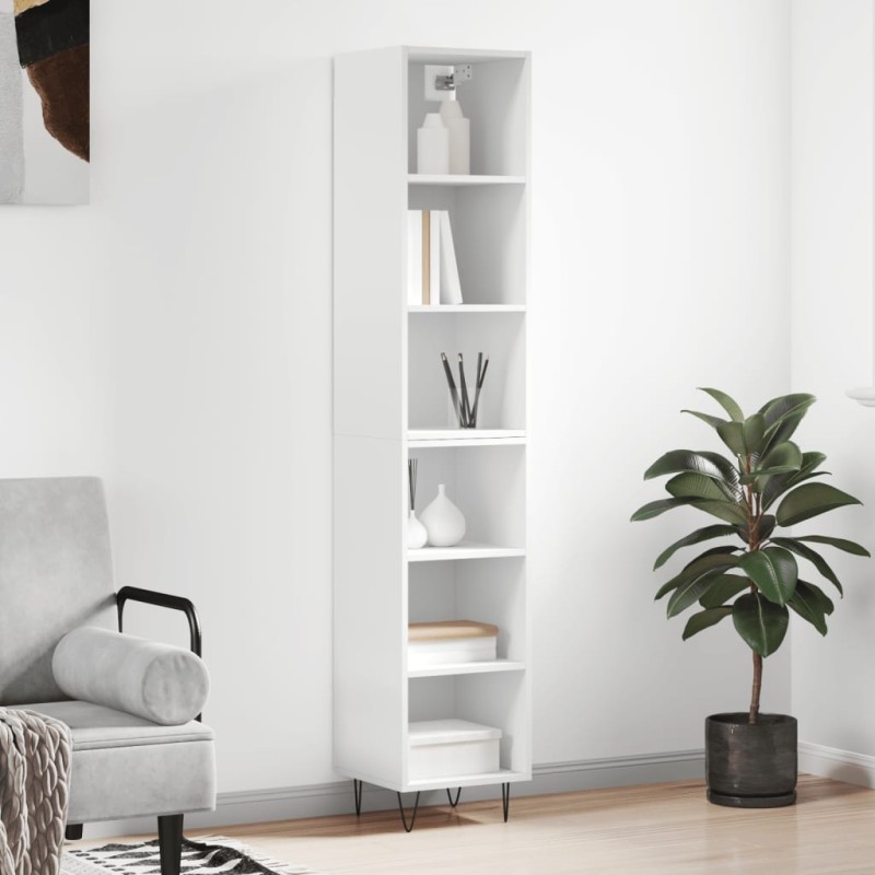 vidaXL Aparador alto madera contrachapada blanco 34,5x32,5x180 cm vidaXL Aparador alto madera contrachapada blanco 34,5x32,5x180 cm