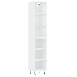 vidaXL Aparador alto madera contrachapada blanco 34,5x32,5x180 cm