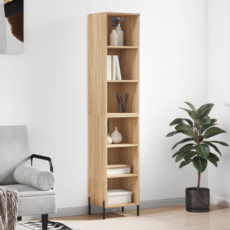 vidaXL Aparador de madera contrachapada color roble 34,5x32,5x180 cm vidaXL Aparador de madera contrachapada color roble 34,5x32,5x180 cm