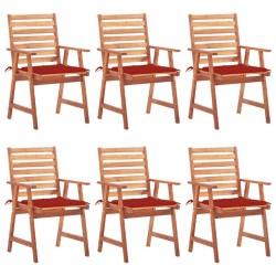 vidaXL Sillas comedor de jardín y cojines 6 uds madera maciza acacia 