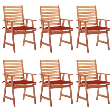 vidaXL Sillas comedor de jardín y cojines 6 uds madera maciza acacia 