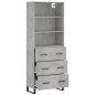 vidaXL Aparador alto madera contrachapada gris hormigón 69,5x34x180 cm vidaXL Aparador alto madera contrachapada gris hormigón 69,5x34x180 cm