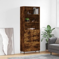 vidaXL Aparador alto madera contrachapada roble ahumado 69,5x34x180 cm