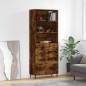 vidaXL Aparador alto madera contrachapada roble ahumado 69,5x34x180 cm
