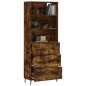 vidaXL Aparador alto madera contrachapada roble ahumado 69,5x34x180 cm
