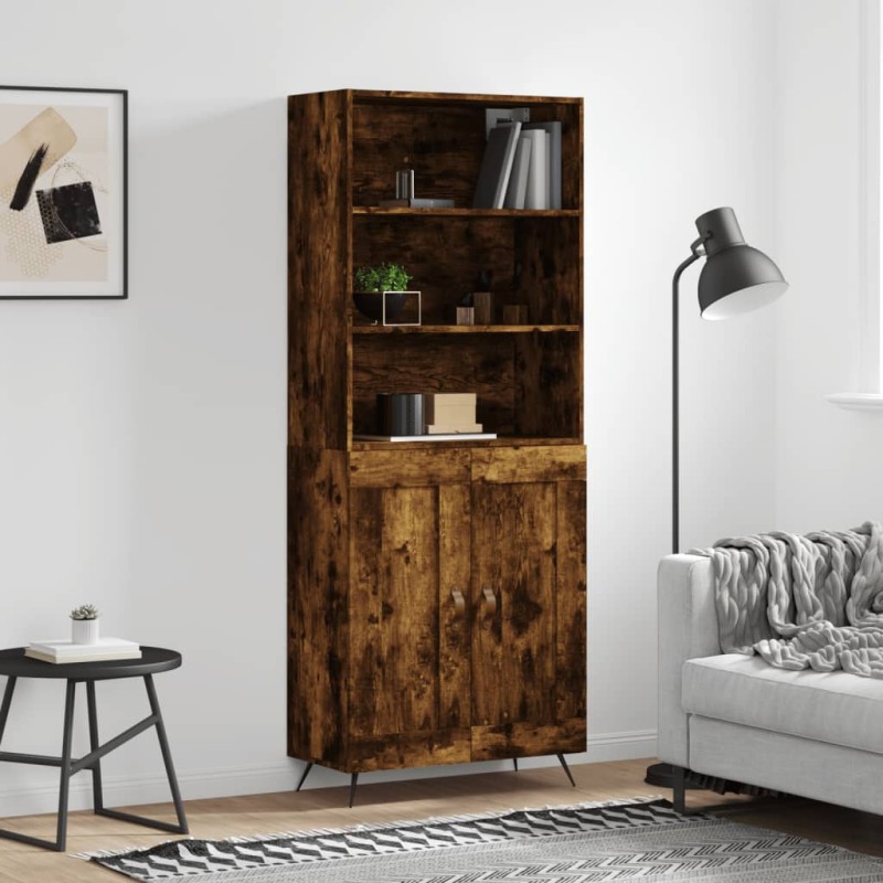 vidaXL Aparador alto madera contrachapada roble ahumado 69,5x34x180 cm vidaXL Aparador alto madera contrachapada roble ahumado 69,5x34x180 cm