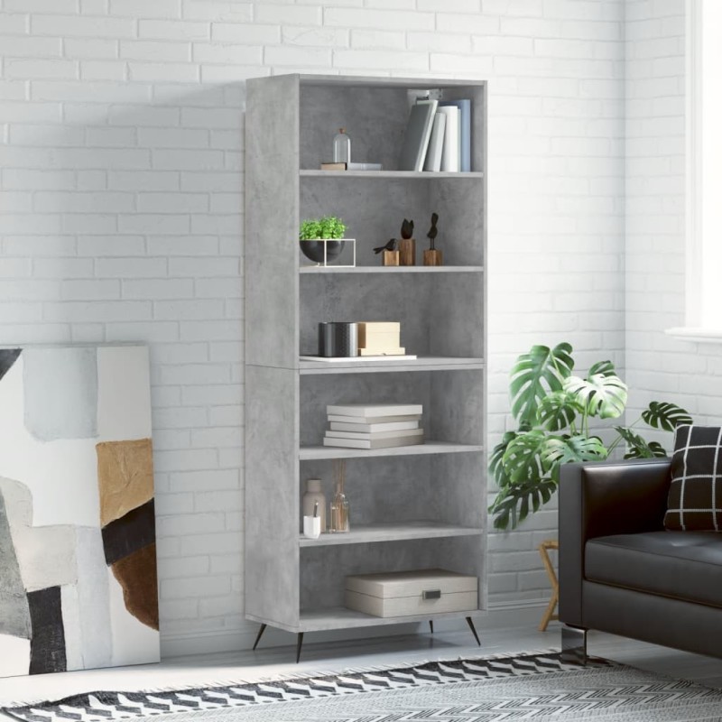 vidaXL Aparador alto madera ingeniería gris hormigón 69,5x32,5x180 cm vidaXL Aparador alto madera ingeniería gris hormigón 69,5x32,5x180 cm