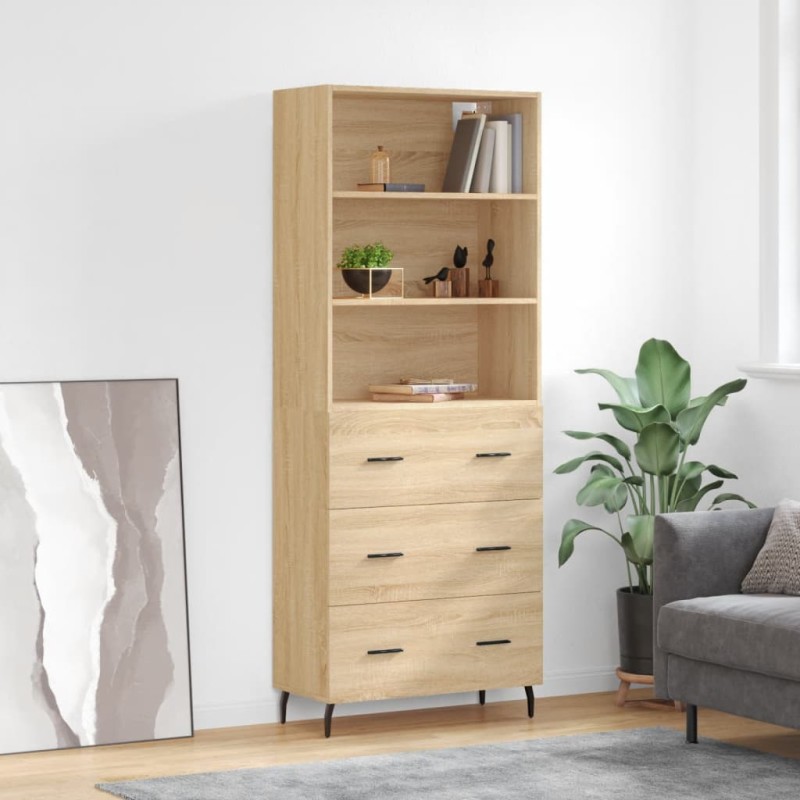 vidaXL Aparador alto madera contrachapada color roble 69,5x34x180 cm vidaXL Aparador alto madera contrachapada color roble 69,5x34x180 cm
