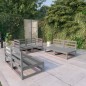 vidaXL Muebles de jardín 6 piezas gris madera de pino maciza