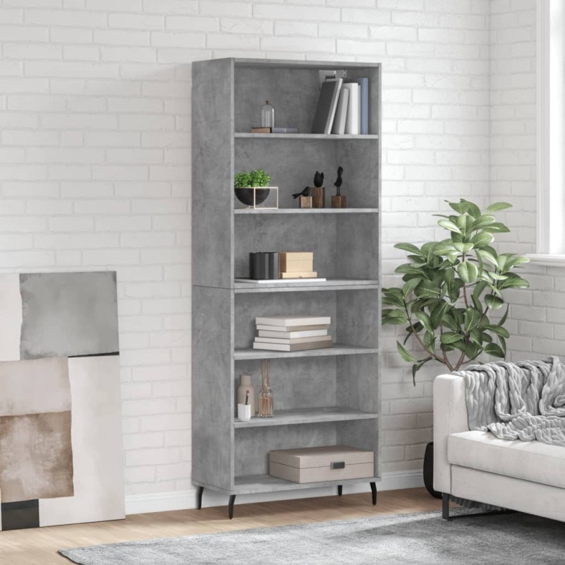 vidaXL Aparador alto madera ingeniería gris hormigón 69,5x32,5x180 cm vidaXL Aparador alto madera ingeniería gris hormigón 69,5x32,5x180 cm