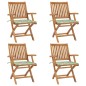 vidaXL Sillas de jardín plegables 4 uds madera maciza teca con cojines vidaXL Sillas de jardín plegables 4 uds madera maciza teca con cojines