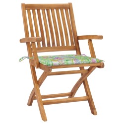 vidaXL Sillas de jardín plegables 4 uds madera maciza teca con cojines
