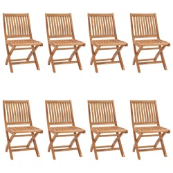 vidaXL Sillas de jardín plegables 8 uds madera maciza teca con cojines