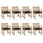 vidaXL Sillas de jardín 8 uds madera maciza de teca cojines negro vidaXL Sillas de jardín 8 uds madera maciza de teca cojines negro