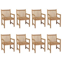 vidaXL Sillas de jardín 8 uds madera maciza de teca cojines negro