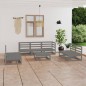 vidaXL Muebles de jardín 8 piezas gris madera de pino maciza vidaXL Muebles de jardín 8 piezas gris madera de pino maciza