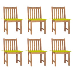 vidaXL Sillas de jardín 6 unidades con cojines madera maciza de teca