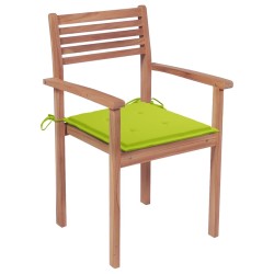 vidaXL Sillas apilables de jardín 6 uds madera de teca con cojines