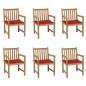 vidaXL Sillas de jardín 6 uds madera maciza de teca cojines rojo vidaXL Sillas de jardín 6 uds madera maciza de teca cojines rojo