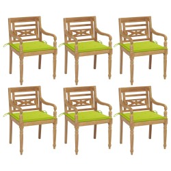 vidaXL Sillas Batavia 6 unidades madera maciza de teca con cojines