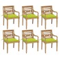 vidaXL Sillas Batavia 6 unidades madera maciza de teca con cojines vidaXL Sillas Batavia 6 unidades madera maciza de teca con cojines