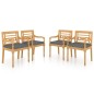 vidaXL Sillas Batavia con cojines 4 unidades madera maciza de teca vidaXL Sillas Batavia con cojines 4 unidades madera maciza de teca