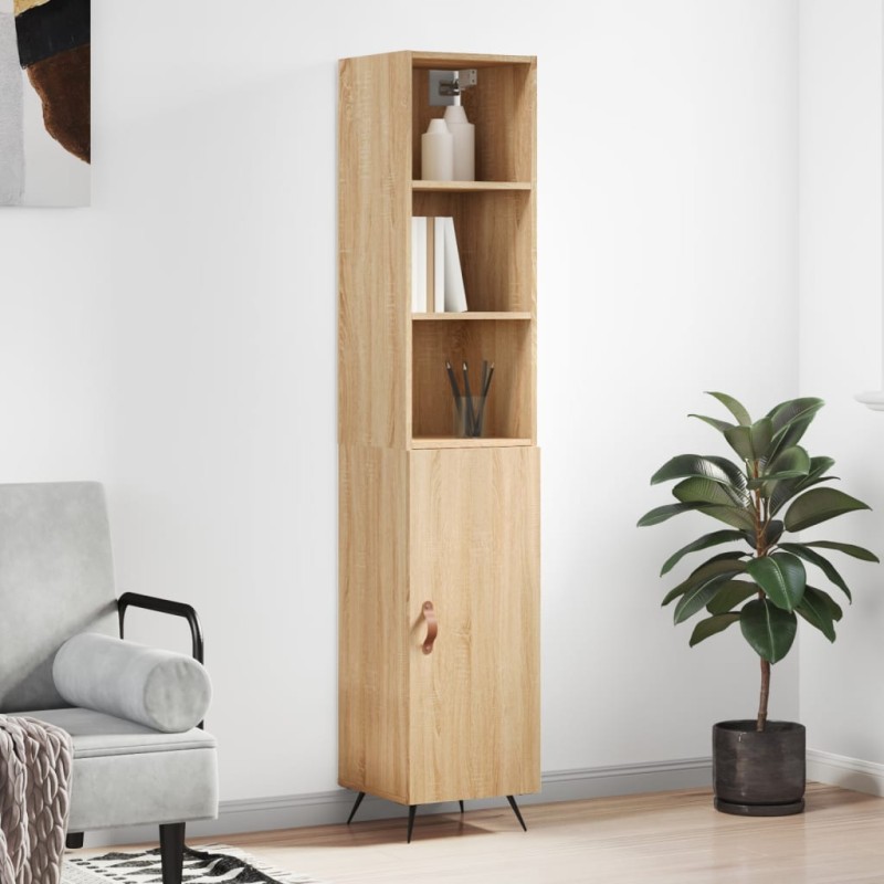 vidaXL Aparador de madera contrachapada roble Sonoma 34,5x34x180 cm vidaXL Aparador de madera contrachapada roble Sonoma 34,5x34x180 cm