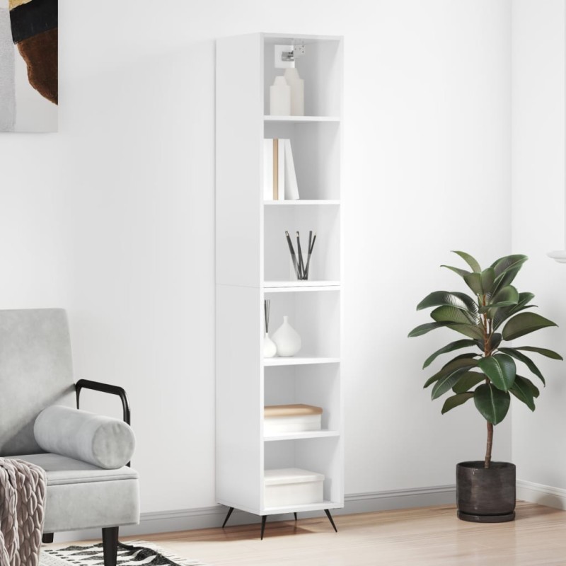 vidaXL Aparador alto contrachapada blanco brillante 34,5x32,5x180 cm vidaXL Aparador alto contrachapada blanco brillante 34,5x32,5x180 cm