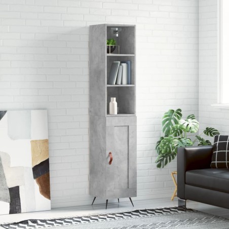 vidaXL Aparador de madera contrachapada gris hormigón 34,5x34x180 cm