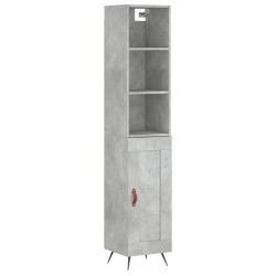 vidaXL Aparador de madera contrachapada gris hormigón 34,5x34x180 cm