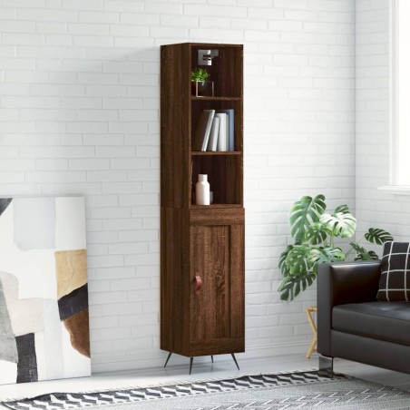 vidaXL Aparador alto madera contrachapada roble marrón 34,5x34x180 cm