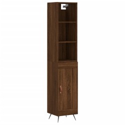 vidaXL Aparador alto madera contrachapada roble marrón 34,5x34x180 cm