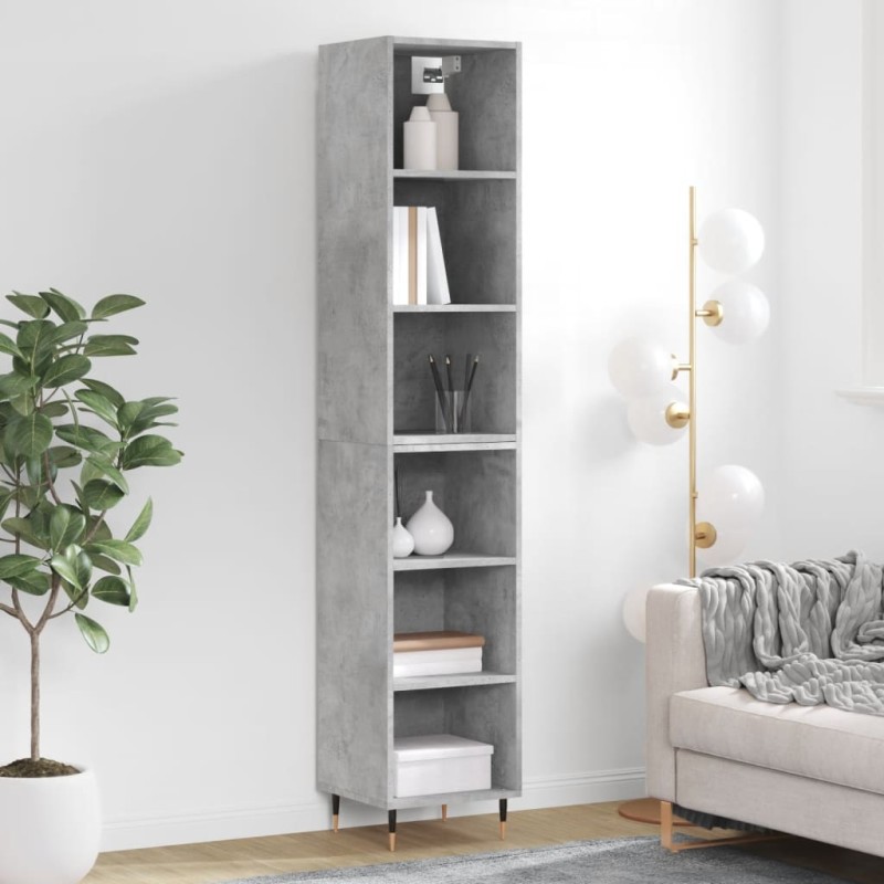 vidaXL Aparador de madera contrachapada gris hormigón 34,5x32,5x180 cm