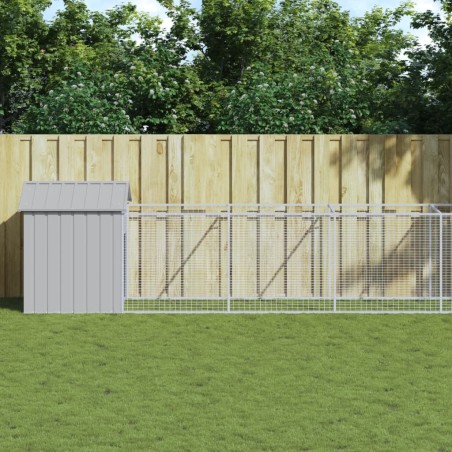 vidaXL Caseta perro tejado acero galvanizado gris claro 117x1221x123cm