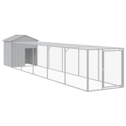 vidaXL Gallinero con corral acero galvanizado gris claro 117x609x123cm