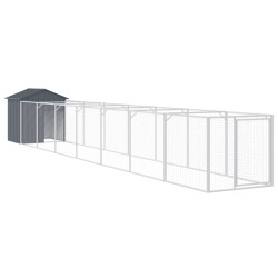 vidaXL Caseta perros con tejado acero galvanizado gris 117x813x123 cm