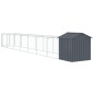 vidaXL Caseta perros con tejado acero galvanizado gris 117x813x123 cm
